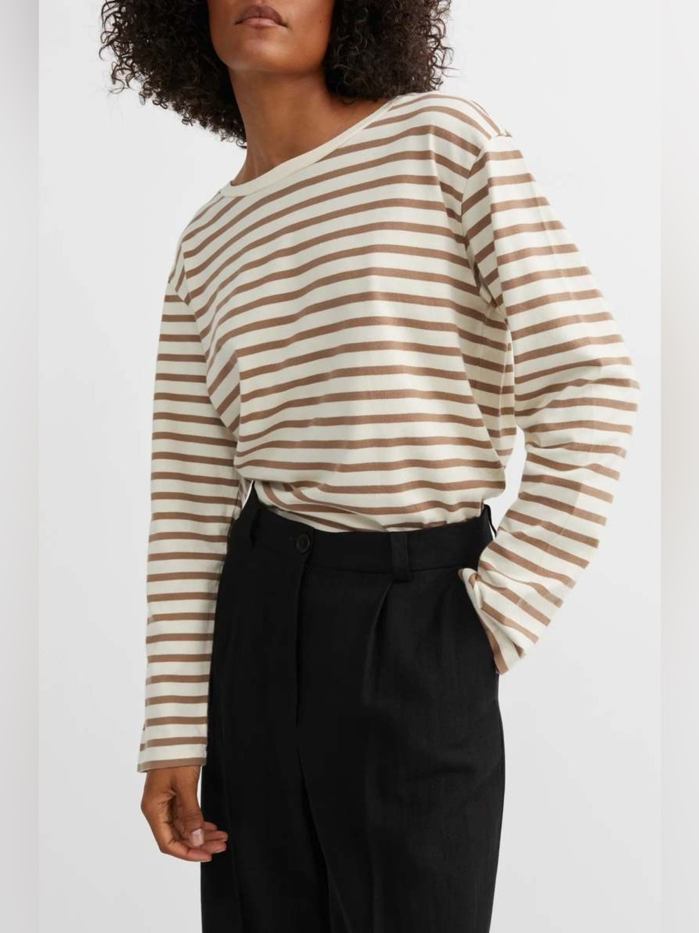 EUC Skall Studio Loui Oversized Top in Brown White stripes size XS